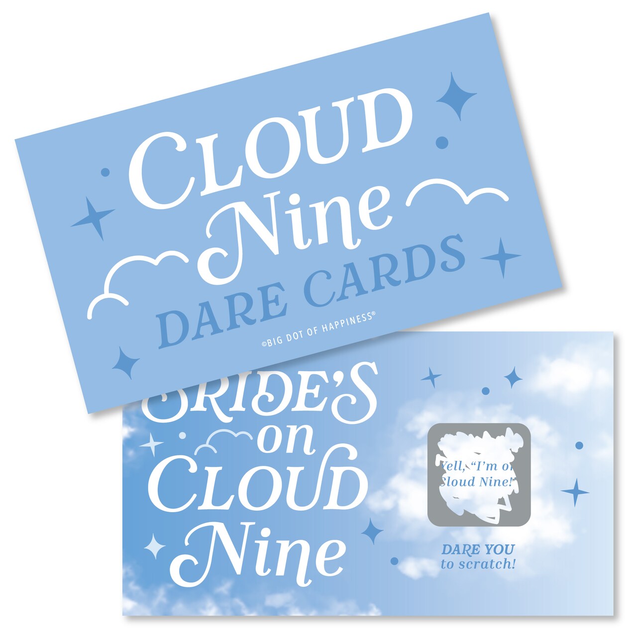 Big Dot of Happiness On Cloud 9 - Bridal or Bachelorette Party Game Scratch Off Dare Cards - 22 Count